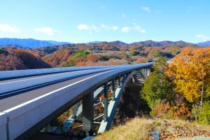 天龍峡大橋と紅葉