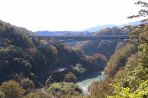 遠くから見る天龍峡大橋