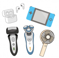 ハンディファン、電動シェーバー、ワイヤレスイヤホン、ゲーム機