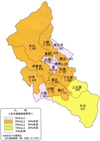 全半壊建物被害率図