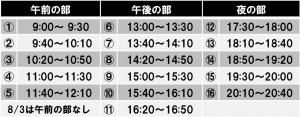 時間割の表